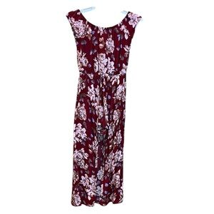 Shein Floral Maxi Dress with Shorts Romper 100% Rayon